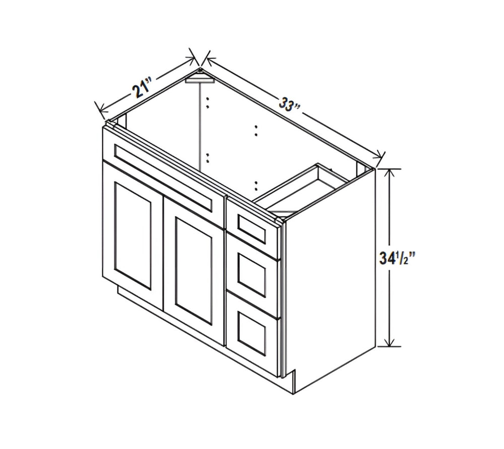 Treasure Chest 33" W Vanity Combo with Drawers