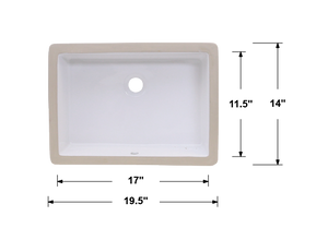 LS-C16 Undermount Rectangular Ceramic Sink White/Matt Black