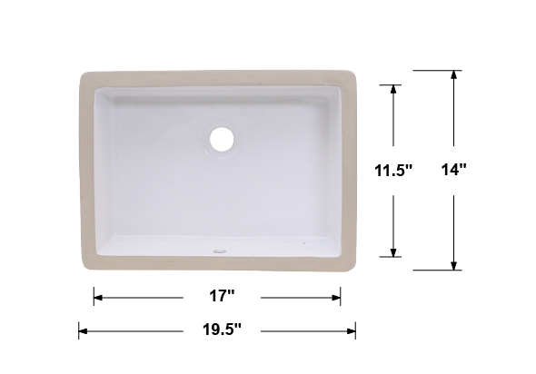 LS-C16 Undermount Rectangular Ceramic Sink White/Matt Black