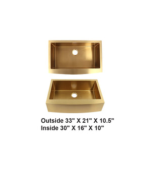 Gold Single Bowl Farmhouse Apron Front Stainless Steel Sink