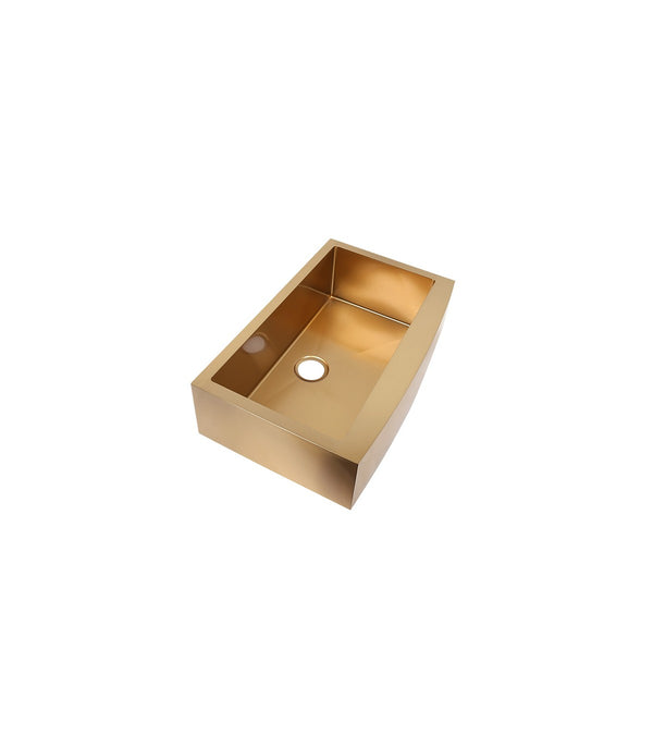 Gold Single Bowl Farmhouse Apron Front Stainless Steel Sink