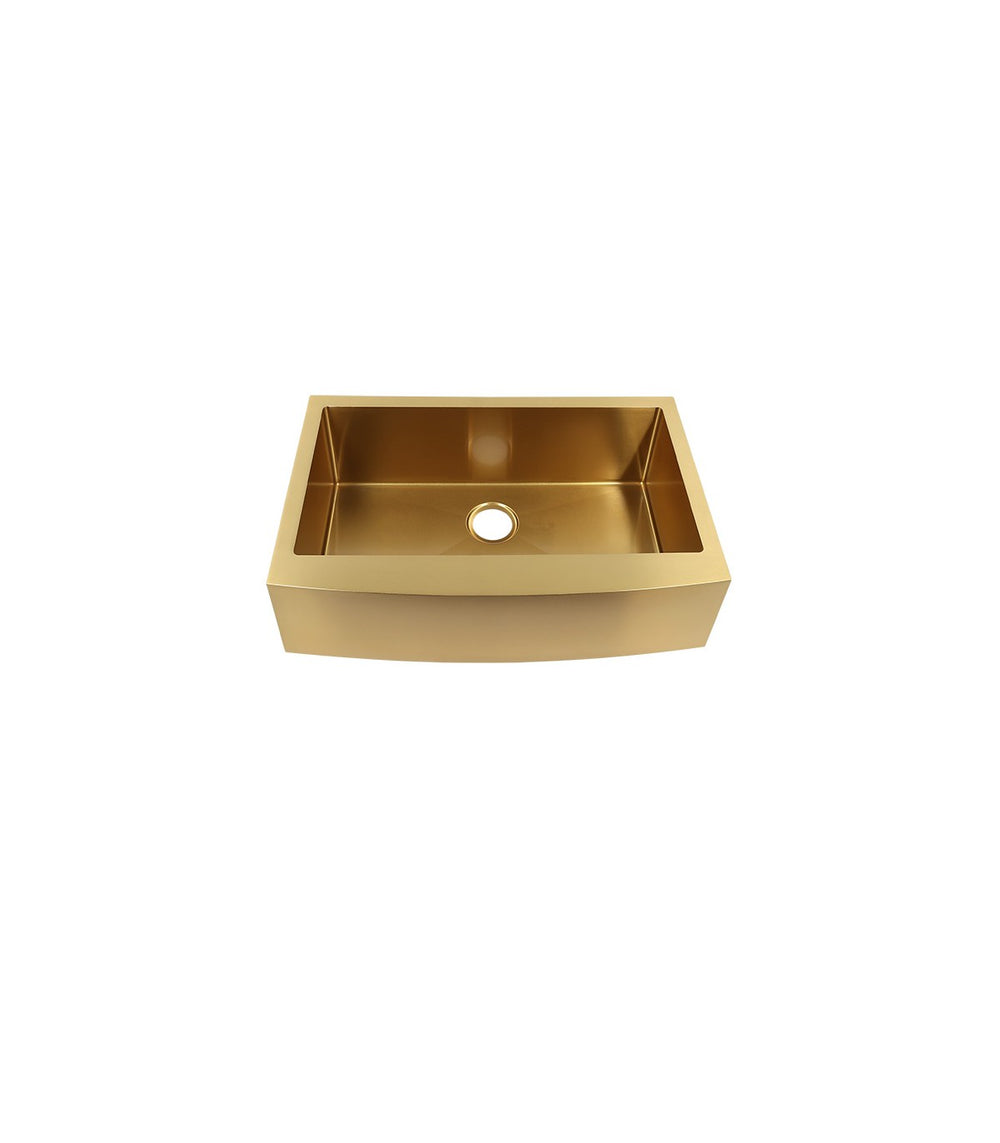 Gold Single Bowl Farmhouse Apron Front Stainless Steel Sink