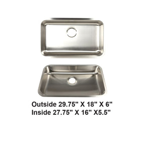 AD-78ADA Undermount Single Bowl Stainless Steel ADA Sink