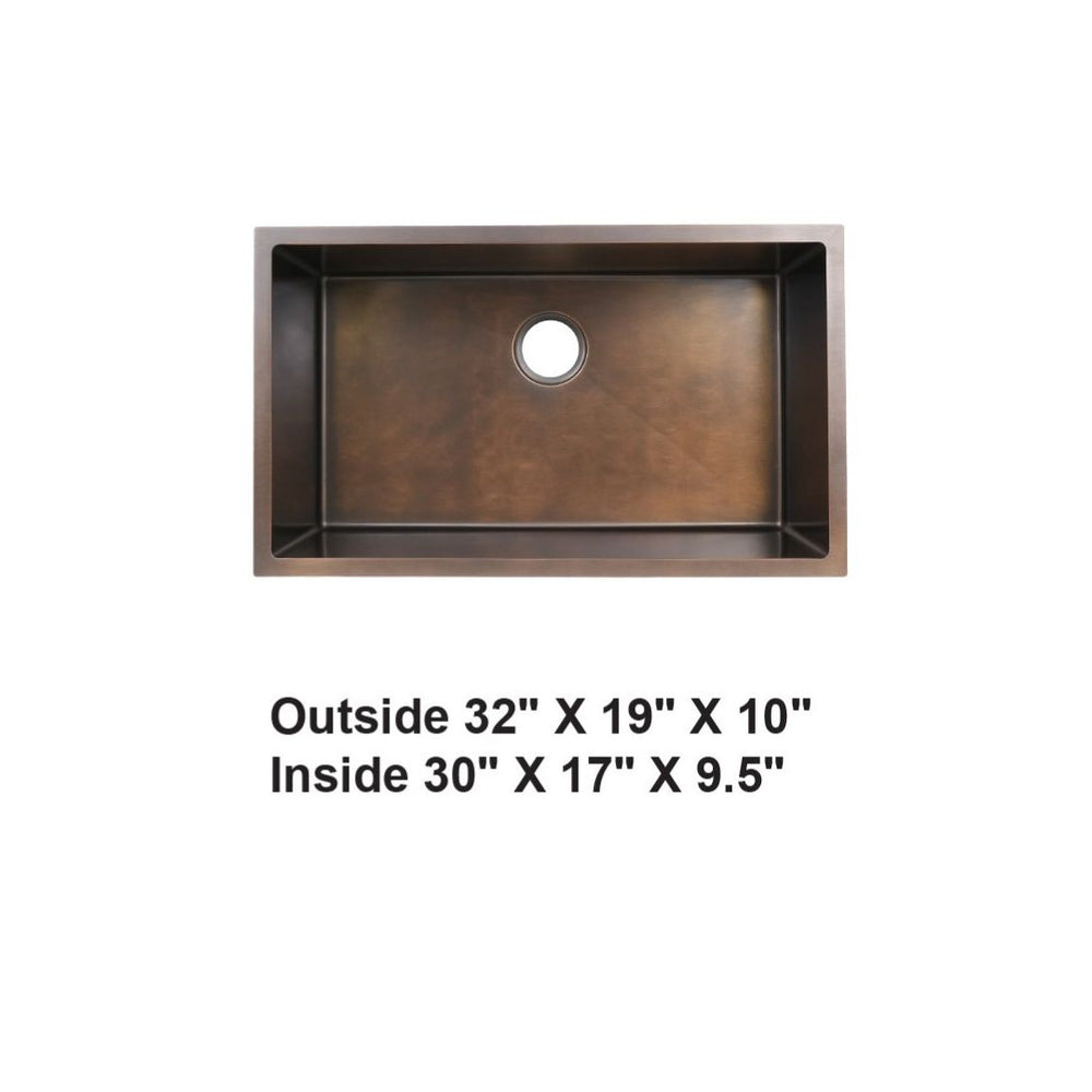 AD-H78 Handmade Undermount Single Bowl Stainless Steel Sink Antique Copper