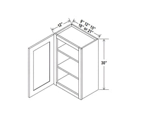 Smokey Ash- 30"H Wall Cabinet Single Door