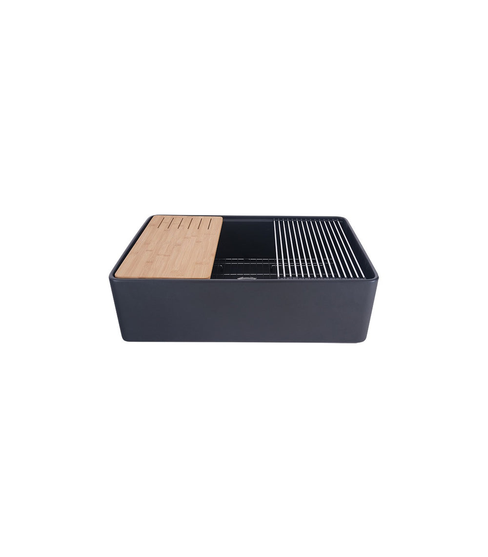 Black Single Bowl Farmhouse Fireclay Sink