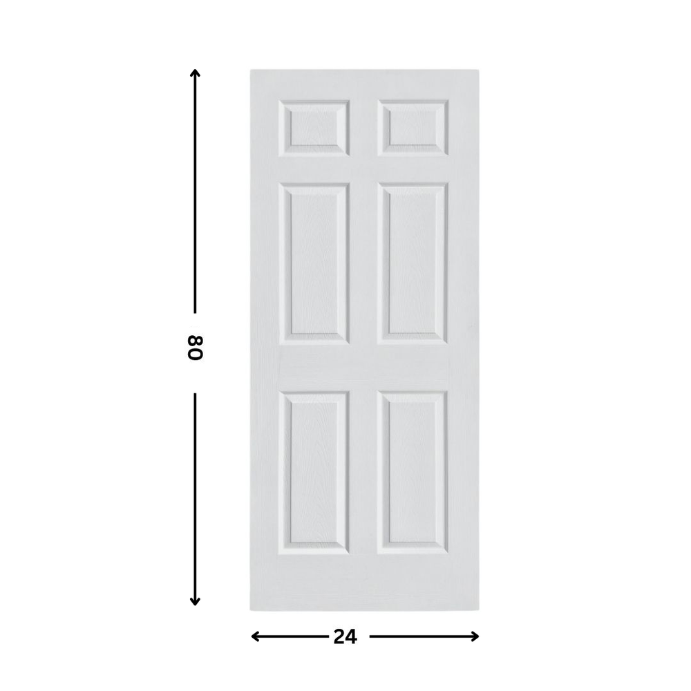 6-panel White primed  Hollow Core Molded  Door