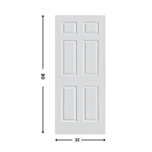 6-panel White primed  Hollow Core Molded  Door