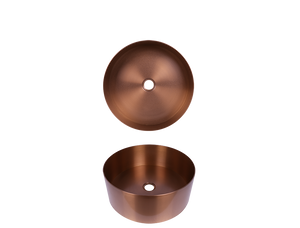 LS-H30RG Handmade Vessel Stainless Steel Bathroom Sink in Brushed Rose Gold