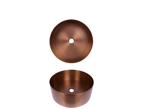 LS-H30RG Handmade Vessel Stainless Steel Bathroom Sink in Brushed Rose Gold