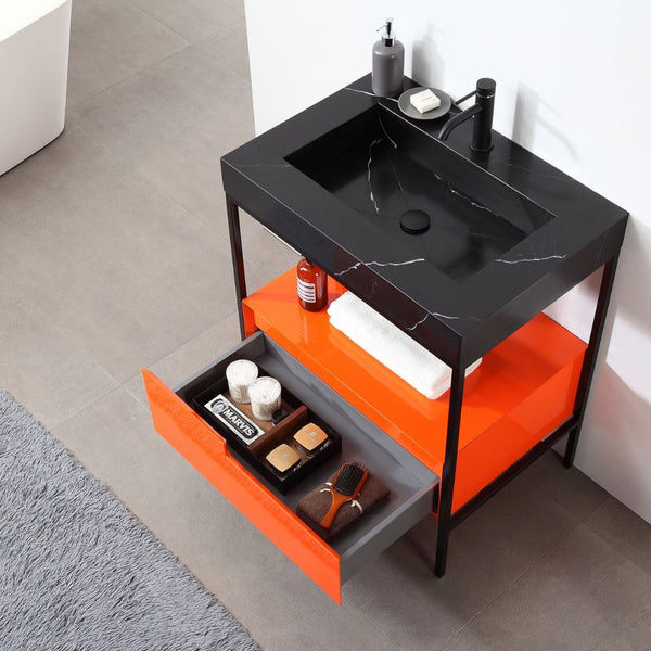 MUEBLES DE BAÑO TEXEL DE 30” ROJO ÁMBAR/NEGRO