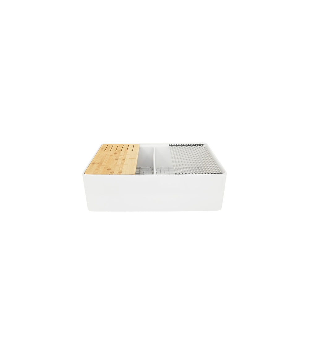 Double Bowl Farmhouse Fireclay Sink White