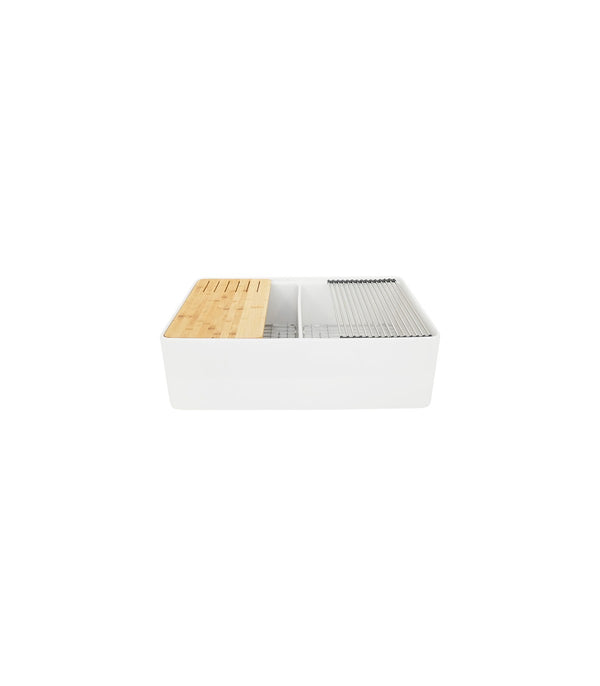 Double Bowl Farmhouse Fireclay Sink White