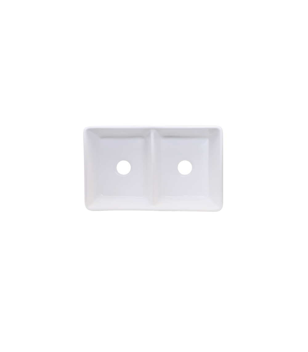 Double Bowl Farmhouse Porcelain Sink White