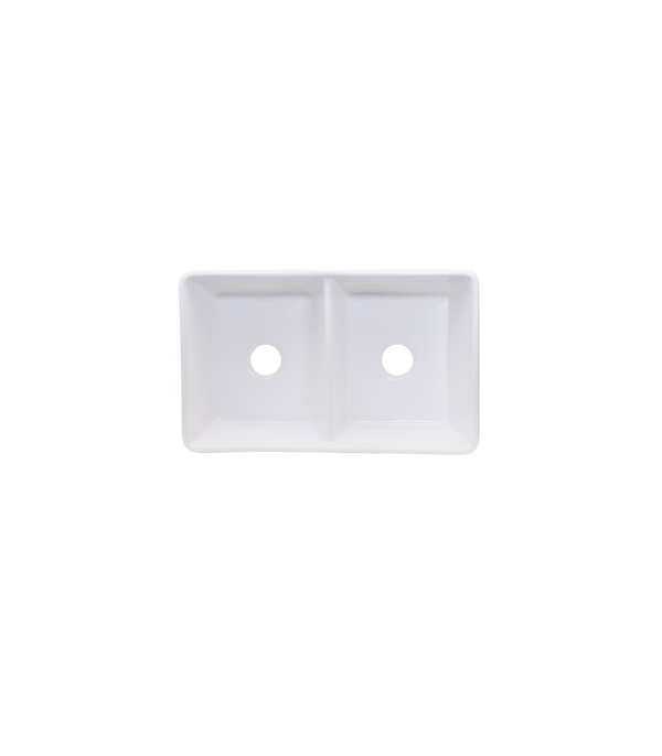 Double Bowl Farmhouse Porcelain Sink White