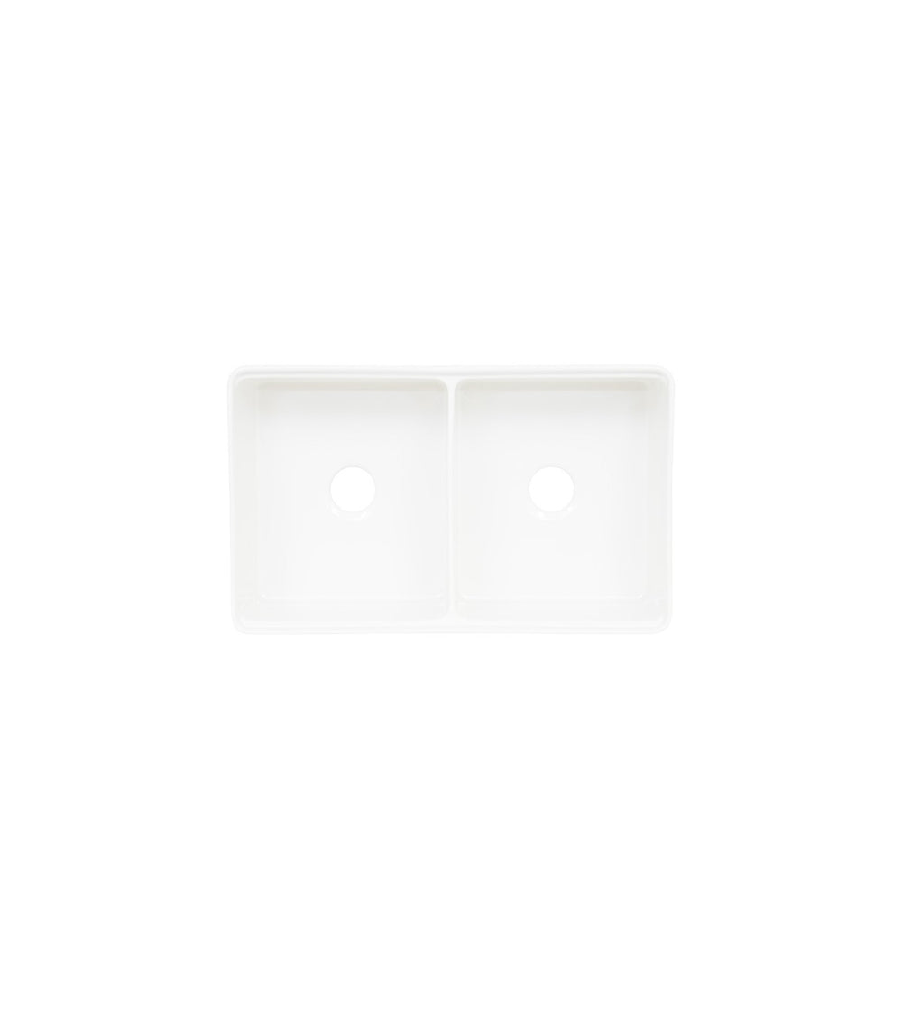 Double Bowl Farmhouse Fireclay Sink White