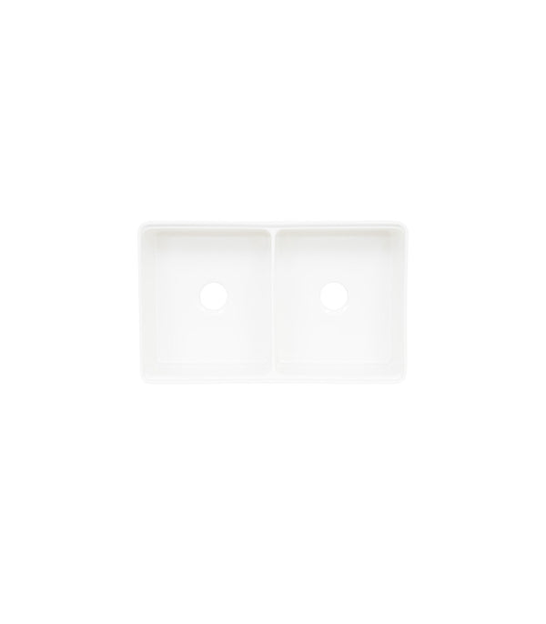 Double Bowl Farmhouse Fireclay Sink White