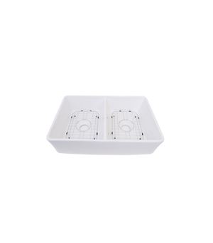 Double Bowl Farmhouse Porcelain Sink White