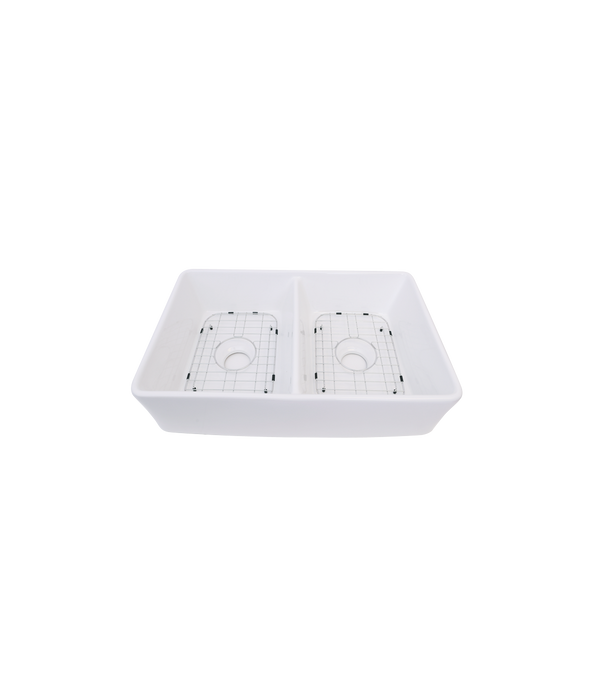 Double Bowl Farmhouse Porcelain Sink White