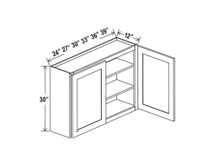 Smokey Ash- 30"H Double Door Wall Cabinet