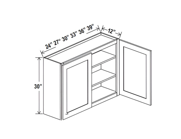 Slim Amber Oak 30"H Double Door Wall Cabinet