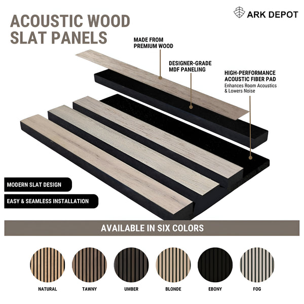 Ebony Acoustic Wood Slat Panels (9.5x94.5)