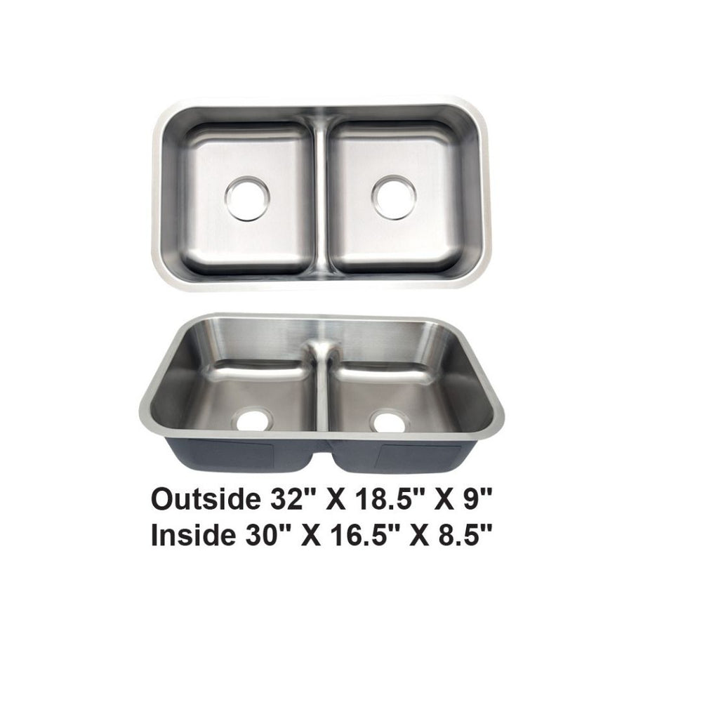 AD-88L Undermount Double Bowl 50/50 Stainless Steel Sink with Low-Divided