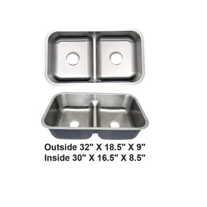 AD-88L Undermount Double Bowl 50/50 Stainless Steel Sink with Low-Divided
