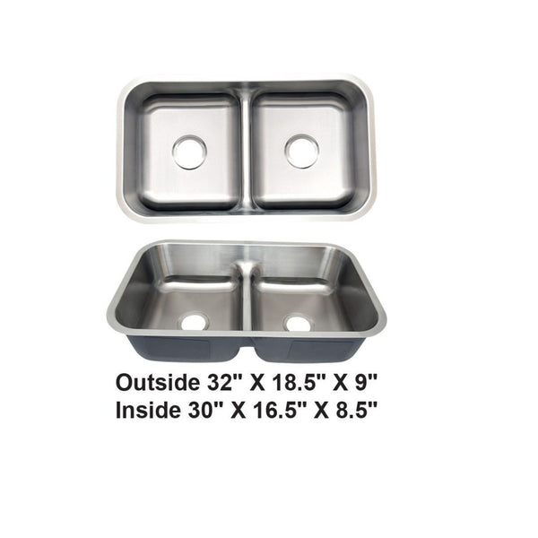 AD-88L Undermount Double Bowl 50/50 Stainless Steel Sink with Low-Divided