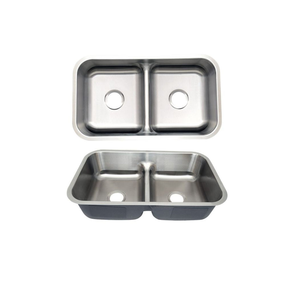 AD-88L Undermount Double Bowl 50/50 Stainless Steel Sink with Low-Divided