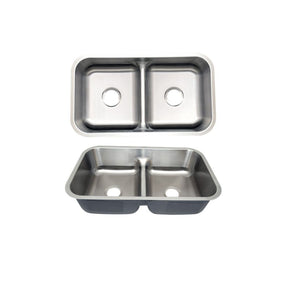 AD-88L Undermount Double Bowl 50/50 Stainless Steel Sink with Low-Divided
