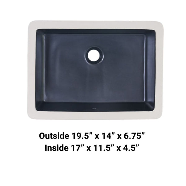 AD-C16 Black-Undermount Rectangular Ceramic