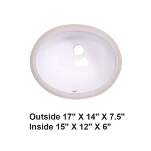 AD-C1714 White-Undermount Oval Ceramic
