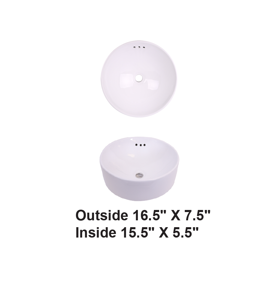 AD-C19 White-Vessel Round Ceramic