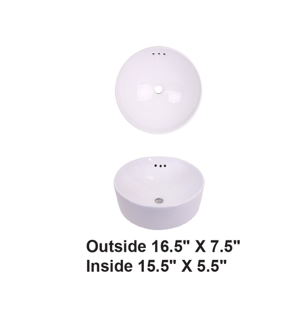 AD-C19 White-Vessel Round Ceramic