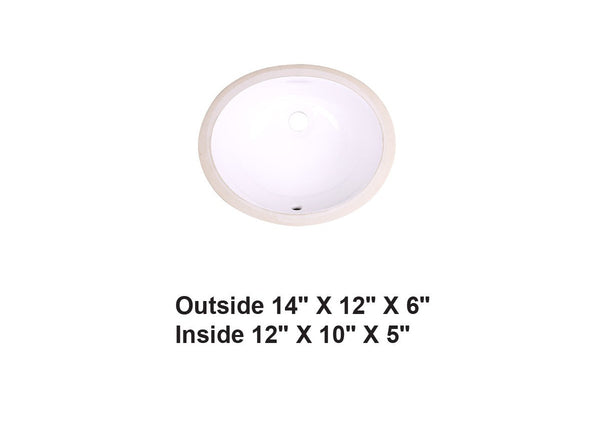 AD-C1SS White-Undermount Oval Ceramic Sink White