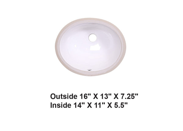 AD-C1S White-Undermount Oval Ceramic Sink White