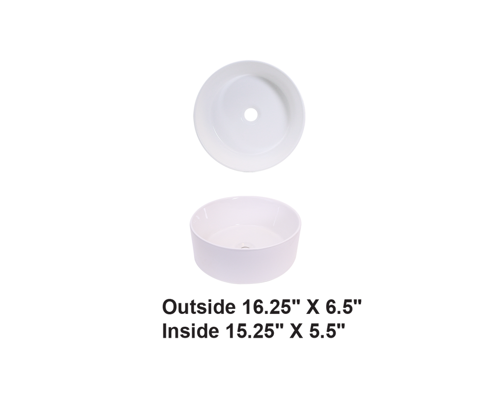 AD-C20 White-Vessel Round Ceramic Sink