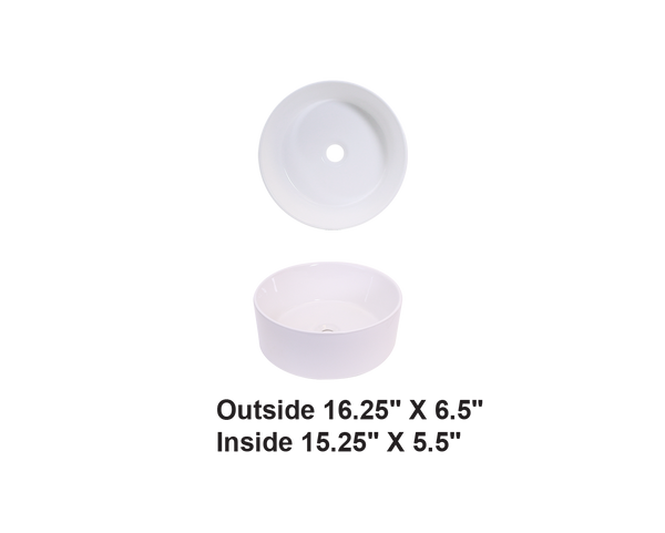 AD-C20 White-Vessel Round Ceramic Sink