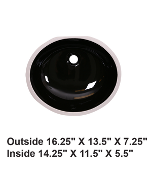 AD-C3S Black-Undermount Oval Ceramic Sink