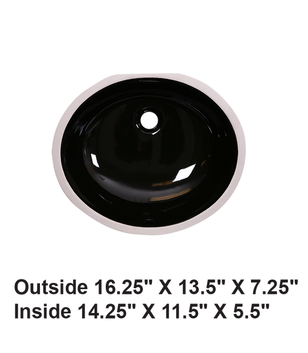 AD-C3S Black-Undermount Oval Ceramic Sink