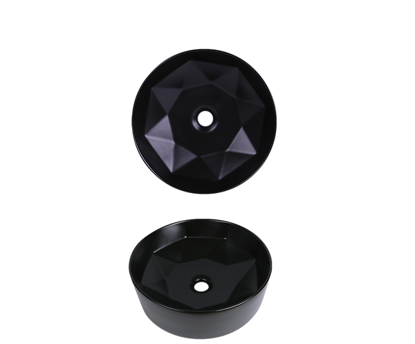 AD-C48-Black-Vessel Round Ceramic Matte Black