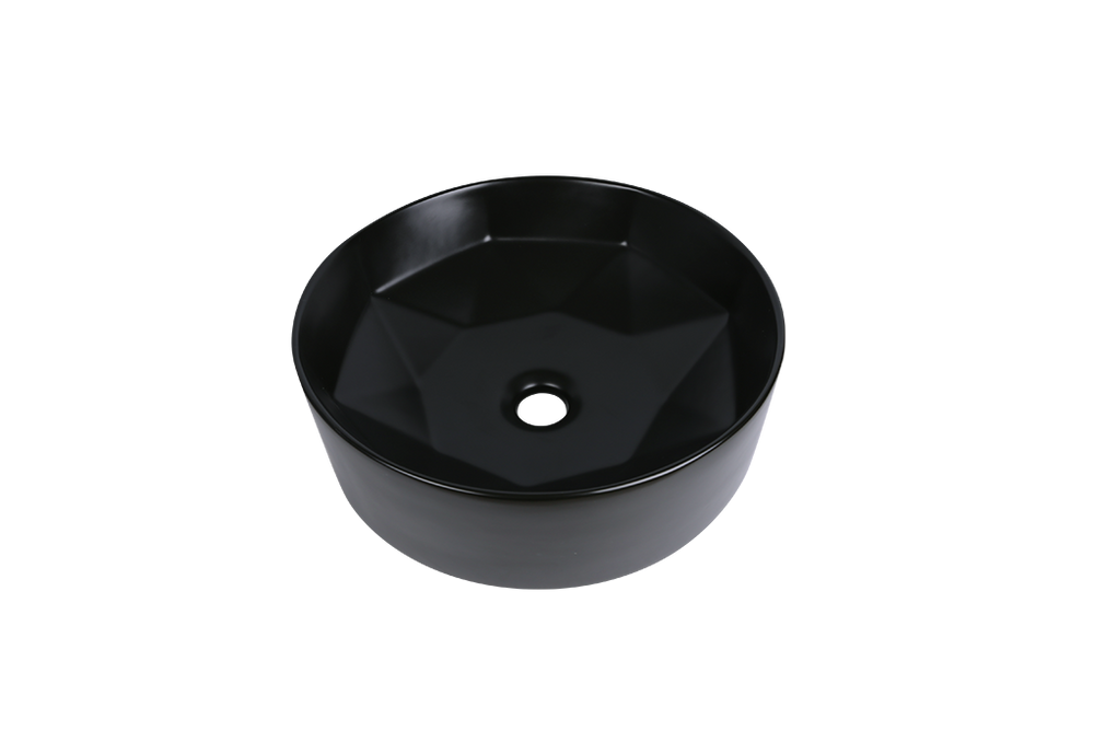 AD-C48-Black-Vessel Round Ceramic Matte Black