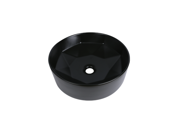 AD-C48-Black-Vessel Round Ceramic Matte Black