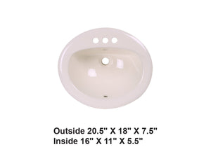 AD-C4B Bisque-Drop In Oval Ceramic Sink White