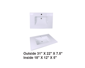 AD-C50-Vanity Top / Drop-in Rectangular Ceramic