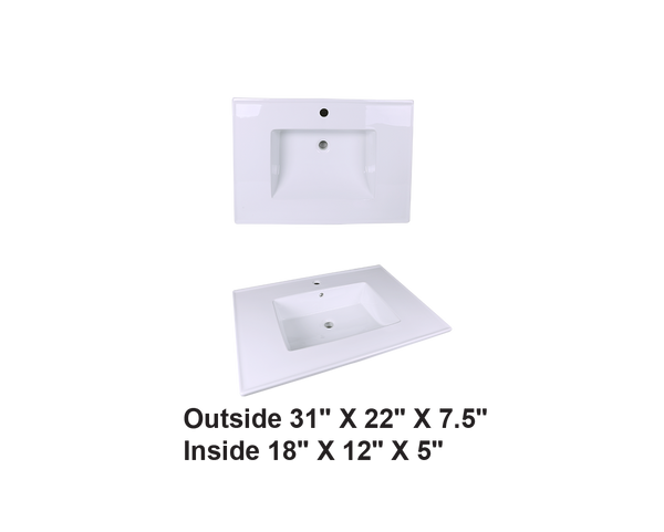 AD-C50-Vanity Top / Drop-in Rectangular Ceramic