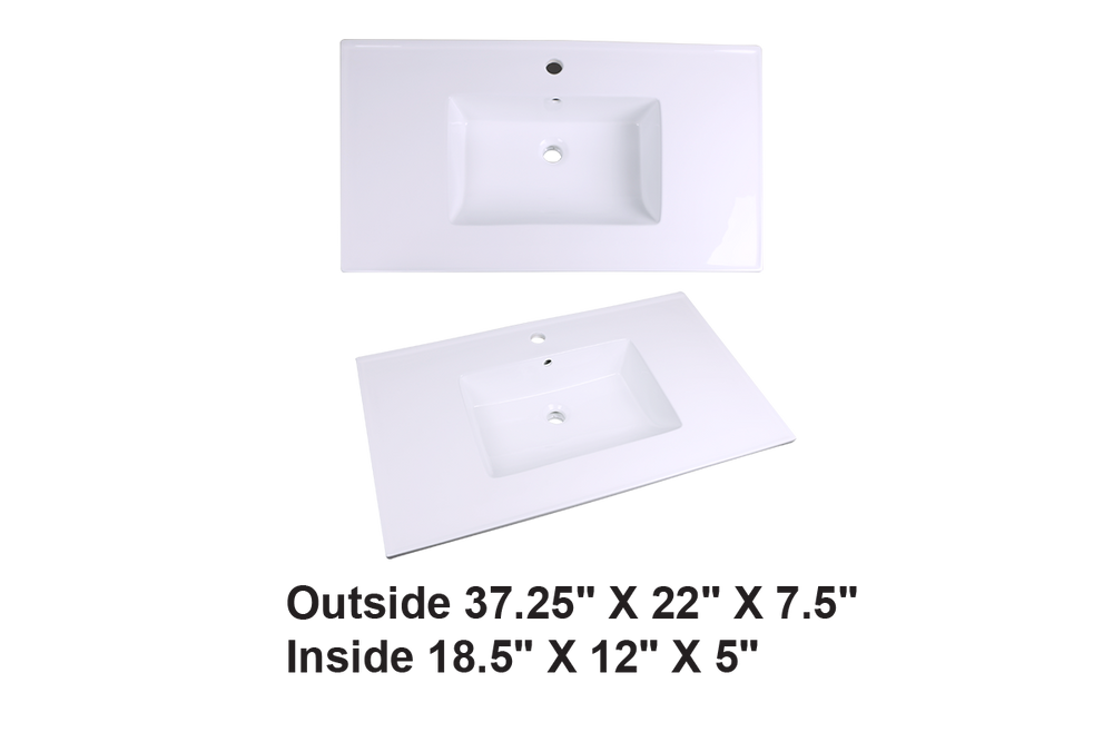 AD-C51-Vanity Top / Drop-in Rectangular Ceramic Sink