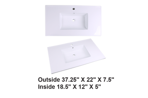 AD-C51-Vanity Top / Drop-in Rectangular Ceramic Sink