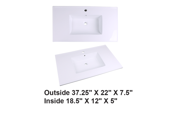 AD-C51-Vanity Top / Drop-in Rectangular Ceramic Sink
